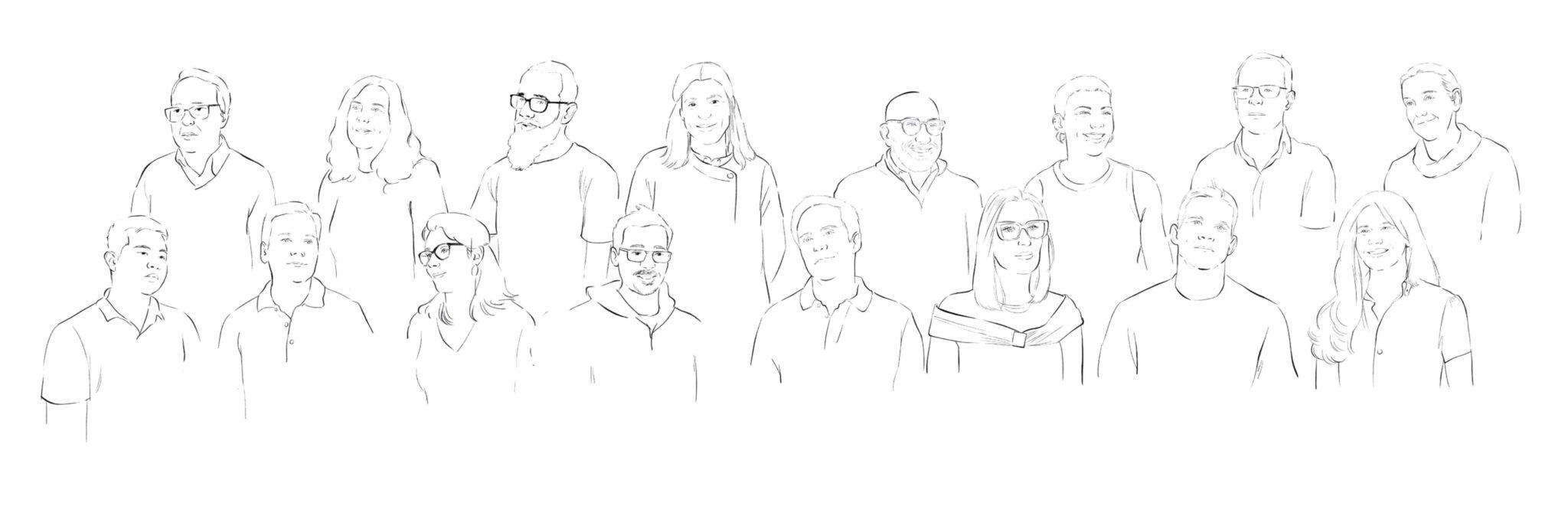 Desenho de contortno de todos os participantes nos vídeos testemunhos